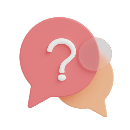 A 3D illustration of a pink speech bubble with a white question mark in the center, overlapping a beige speech bubble in the background—perfect for promoting BCBA Miami services or educational content.