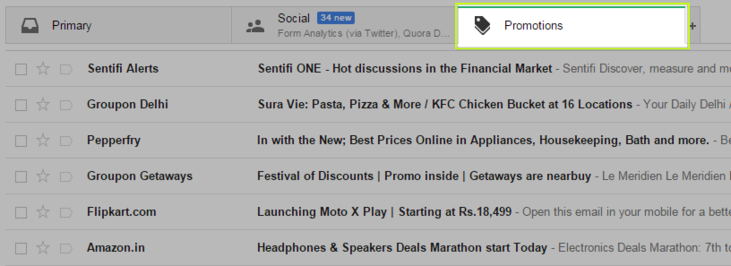 Promotions tab in Gmail.