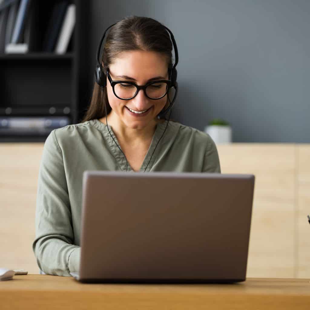 A young RBT candidate preparing to take her virtual online RBT Competency Assessment.
